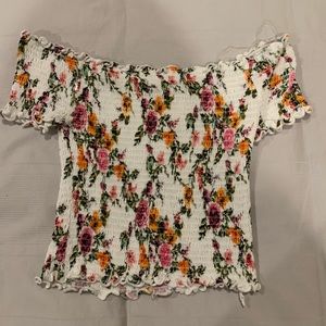 Heart & Hips White Floral Off the Shoulder Top